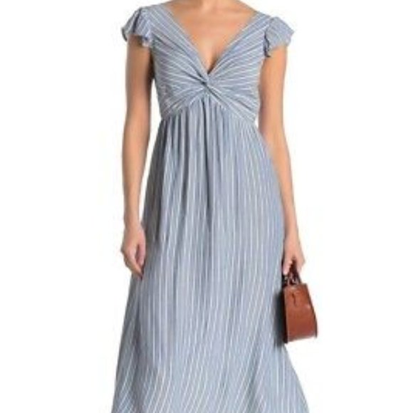 Angie Front Twist Flutter Sleeve Summer Sun Maxi Dress - Picture 1 of 1